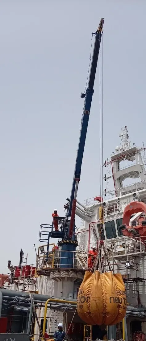 Telescopic boom crane: wire rope renewal and load test